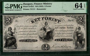 Węgry 1852 rok 2 Forinty grading PMG 64 Unikat!