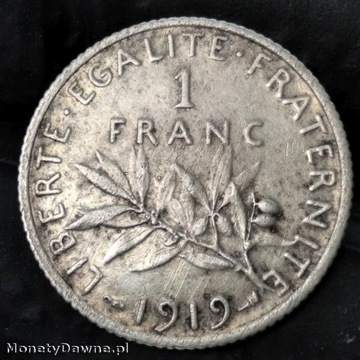 1 frank 1919, Francja