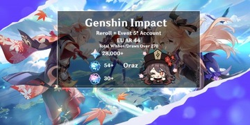 Genshin Impact Konto EU AR 44+ Hu Tao + 270 Wish