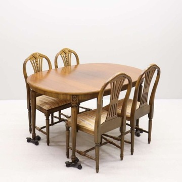 Rozkładany stół z krzesłami w stylu Gustawiańskim 