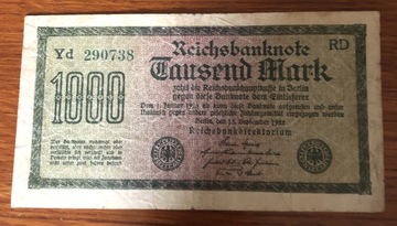 1000 marek Reischbanknote 1922