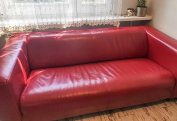 Sofa IKEA uzywana czerwona skóra Klippan