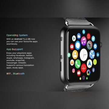 LEM10, smart watch z androidem 7.1, OS, LTE 4G. 