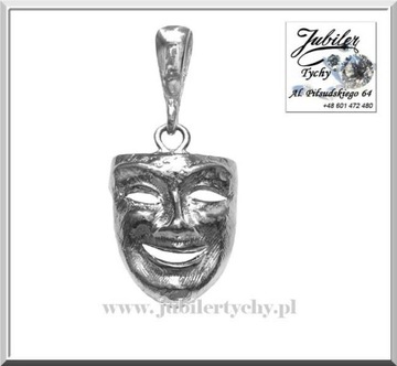Srebrna maska anonymous wisiorek maski teatralna