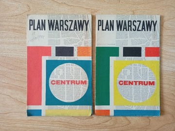 2x Plan Warszawy Centrum - 1970-1972 wyd 1 oraz 3