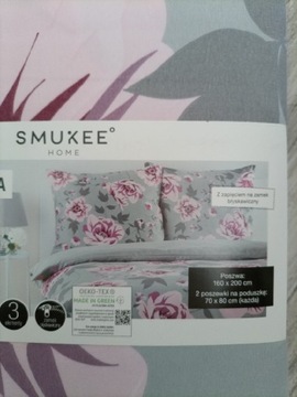 Pościel satynowa SMUKEE 160/200+2x70/80 róże