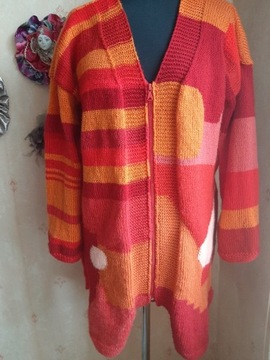 kardigan sweter ręcznie robiony na drutach 