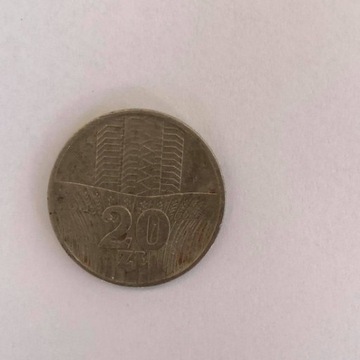 Moneta 20 zł z roku 1974 bez znaku menniczego 