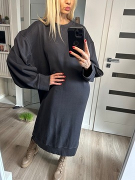 Zara szara marmurkowa długa bluza sukienka M