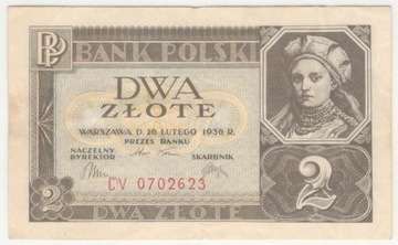 Banknot 2 zł 1936 r seria CV