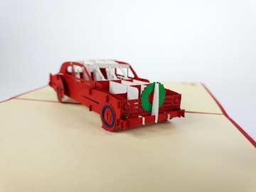 Auto Red Caddy 3d Kartka Motoryzacja, Dzień Ojca