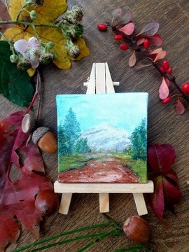 Mini obraz góry pejzaż górski ręcznie malowany 
