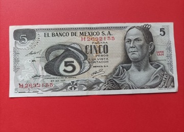 MEKSYK 5 Pesos 1971 Seria 1AH La Corregidora