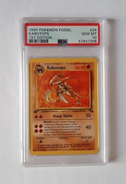 PSA 10 Pokemon Kabutops Fossil 24/62 1st edition