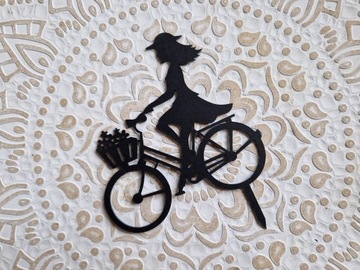 Topper do tortu kobieta na rowerze dekoracja