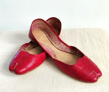Czerwone skórzane buty balerinki 39 skóra orient i