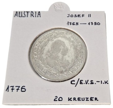 20 Kreuzer 1776 C/EVS-I.K - JOSEPH II - SREBRO