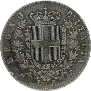 Włochy 5 lire 1873, Ag KM#8.3