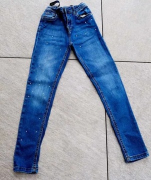Dżinsy jeansy z diamentami cyrkoniami  140