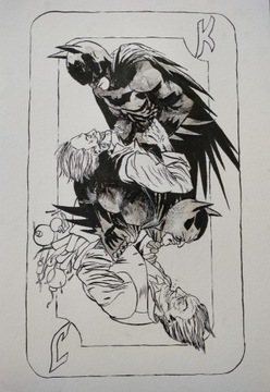 Batman i Joker, tusz na papierze 29,7x42cm