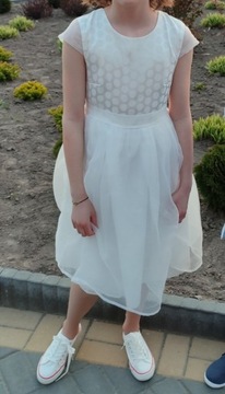 Sukienka biała KOMUNIA WESELE dziewczynka146 
