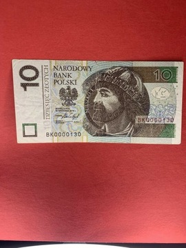 Banknot 10 zł 2016 seria BK 0000130