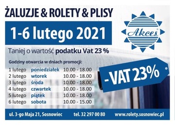  Rolety Rzymskie,Żaluzje ,Plisy okienne -23 % VAT