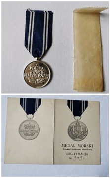 Medal Marynarki Handlowej + 2 legitymacje