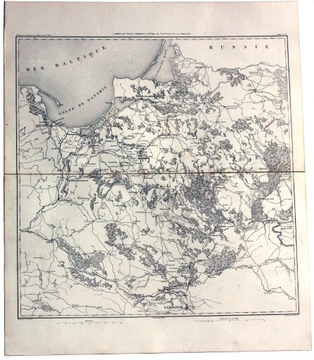 Mapa Mazury, Warszawa, Gdańsk, A.H. Dufour 1859 r.