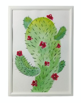 obrazek kaktus akwarela