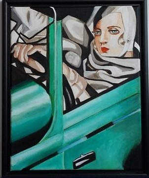 Obraz wg. T. Łempickiej "Tamara w zielonym Bugatti"