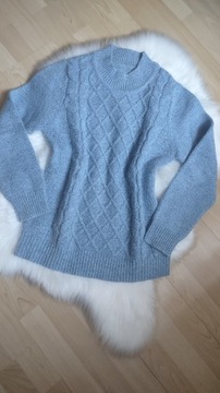 Ciepły sweter niebieski melanż półgolf roz. M/L