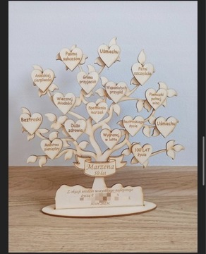 Drzewo z sercami prezent na urodziny 18 20 30 40 