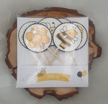 Pikery ozdoba do ciast urodzinki pszczółki cyfra do wyboru