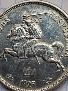 1925 Litwa srebrnych 5 litai 