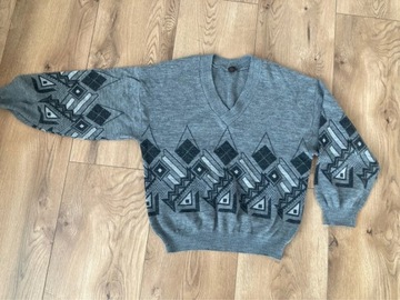 Sweter męski lata 80 90 vintage geometryczny wzór