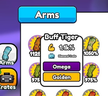 Golden Buff Tiger 1.1k% - Arm Wrestle Simulator