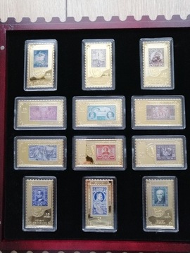 Polskie znaczki w złocie - zestaw + znaczki OPIS