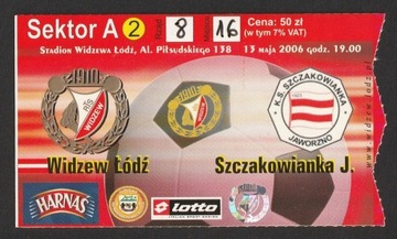 bilet mecz 2006 WIDZEW ŁÓDŹ - SZCZAKOWIANKA