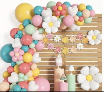 Girlanda balony zestaw urodziny pastelowe kwiaty 