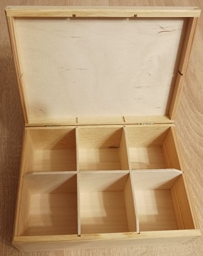 Pudełko drewniane z przegródkami, decoupage