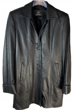 Płaszcz skórzany vintage 46/3XL czarny jakość