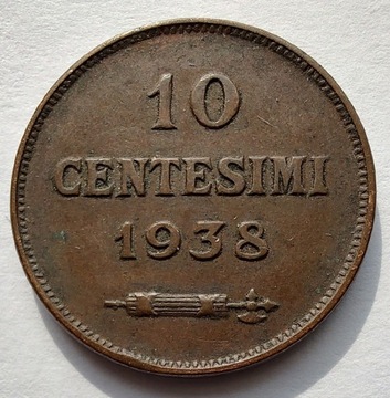 SAN MARINO 10 Cent 1938 ŁADNA