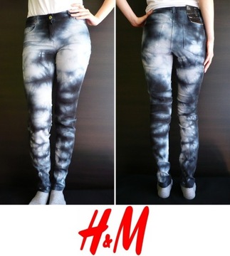 Spodnie jeansowe jeans marmurki h&m xs 34 rurki