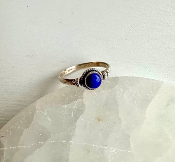 srebrny pierścionek 925 lapis lazuli Indie