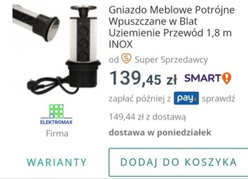 Listwa elektryczna blatowa