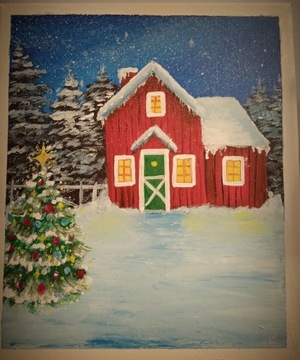 Obraz akryl Pejzaż zimowy świąteczny na płótnie