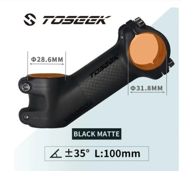 Mostek kierownicy carbon alu TOSEEK 1,1/8" 100 mm