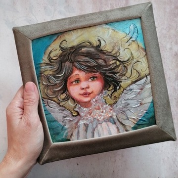 Obrazek anielski - aniołek na roczek, chrzciny