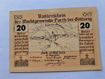 NOTGELD AUSTRIA 20 HELLER 1920